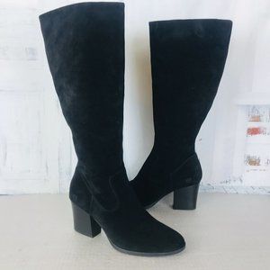 BORN ELBE Suede Leather Knee High Riding Boots Black Women's Size 10 ~ NWOB